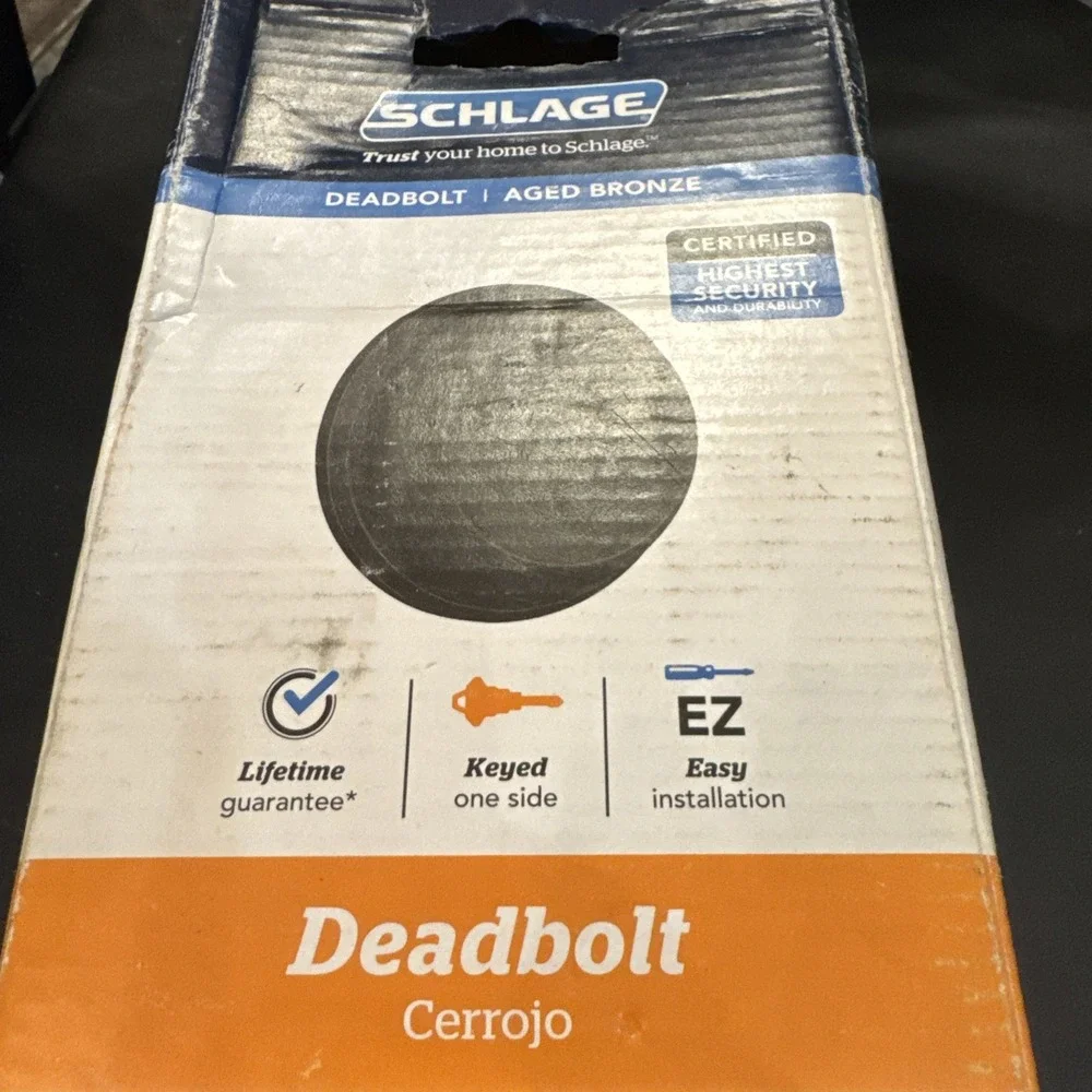 Schlage Single-Cylinder Deadbolt Lock Aged Bronze‎ B60N G 716
